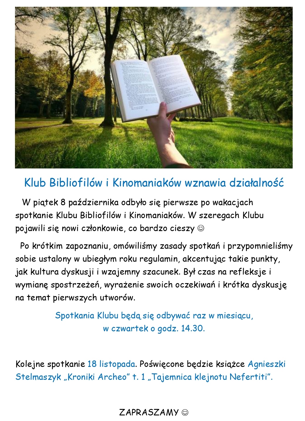 Klub Bibliofilów i Kinomaniaków wznawia działalność 2021 22 page 0001